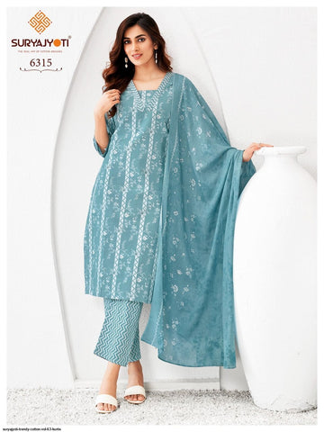 Suryajyoti Trendy Vol 63 Kurti Pant With Dupatta Collection Catalog From Stuff Export Suryajyoti Trendy Vol 63 Kurti Pant With Dupatta Collection Catalog From Stuff Export