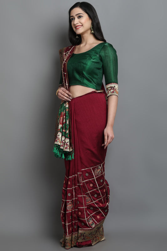 HEAVY SOFT SILK PATOLA 102 MAROON COLOR SAREE