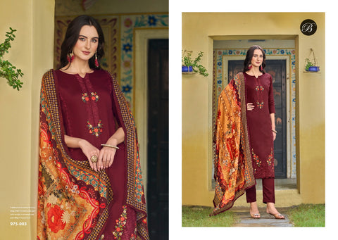 Belliza Zarqash Cotton Embroidery Dress Material Catalog Collection