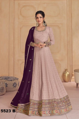 Hit Designer 5523 Georgette Designer Gown With Dupatta Collection catalog from stuff export