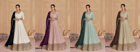 Hit Designer 5523 Georgette Designer Gown With Dupatta Collection catalog from stuff export