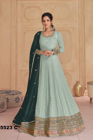 Hit Designer 5523 Georgette Designer Gown With Dupatta Collection catalog from stuff export