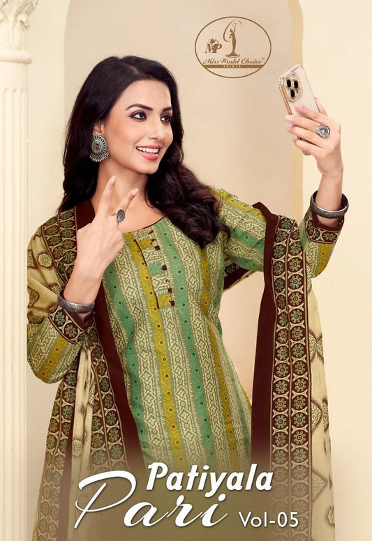 Miss World Patiyala Pari Vol 5 Cotton Printed Dress Material Catalog From Stuff Export