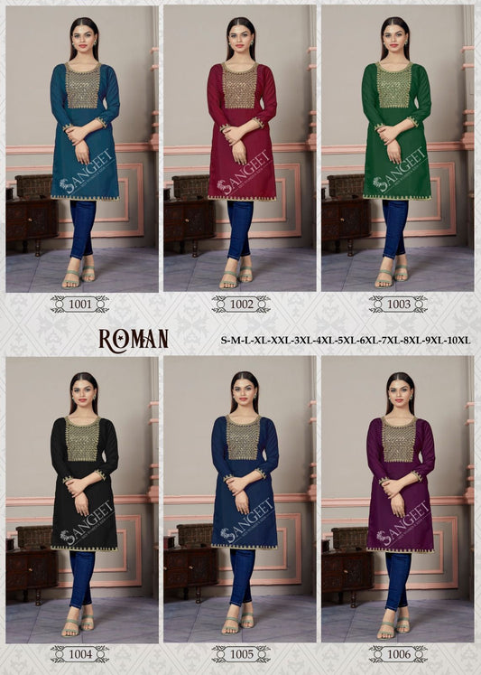 Sangeet Roman Fancy Embroidered Kurti Collection Catalog Stuff Export