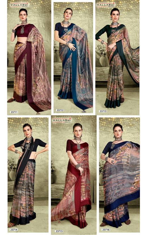 Vallabhi Nesta Vol 3 Brasso Printed Saree Collection Catalog from stuffy india