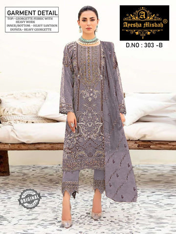 Ayesha Misbah 303 Georgette Pakistani Salwar Kameez Catalog Stuffy India