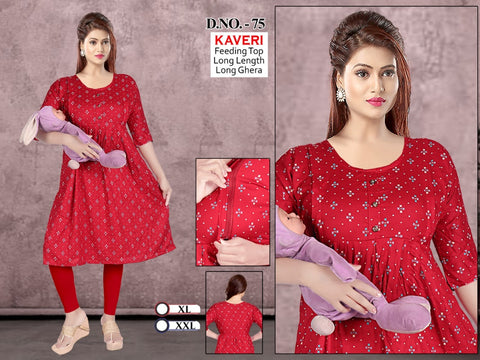 Seven Cross Rayon Feeding Kurti Collection catalog