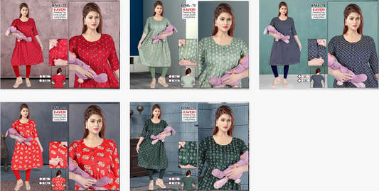 Seven Cross Rayon Feeding Kurti Collection catalog