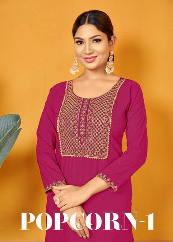 Sangeet Popcorn 1001 Series Embroidered Kurti Collection catalog