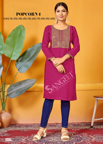 Sangeet Popcorn 1001 Series Embroidered Kurti Collection catalog