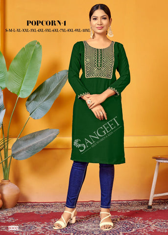 Sangeet Popcorn 1001 Series Embroidered Kurti Collection catalog