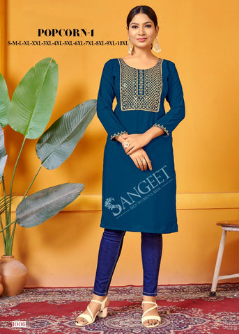 Sangeet Popcorn 1001 Series Embroidered Kurti Collection catalog