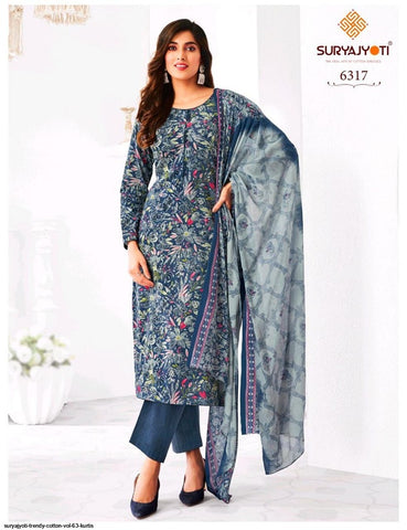 Suryajyoti Trendy Vol 63 Kurti Pant With Dupatta Collection Catalog From Stuff Export