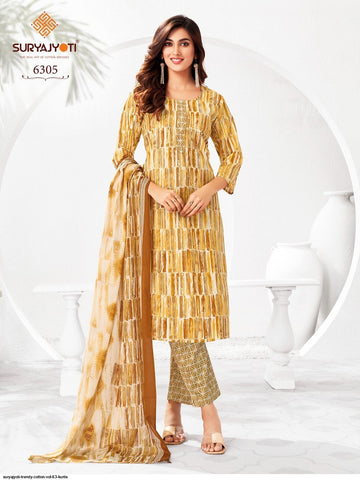 Suryajyoti Trendy Vol 63 Kurti Pant With Dupatta Collection Catalog From Stuff Export