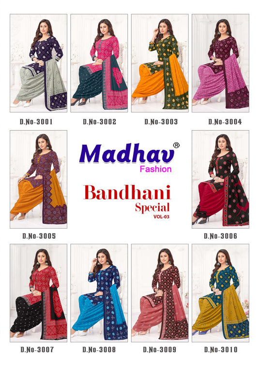 Madhav Bandhani Special Vol 3 Cotton Dress Material Collection Catalog From Stuff Export