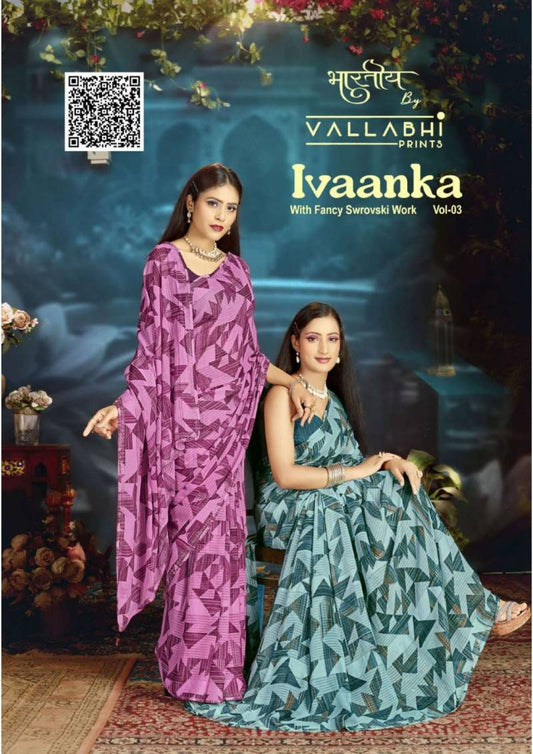 Vallabhi Ivaanka Vol 3 Georgette Printed Saree Collection catalog from stuff export