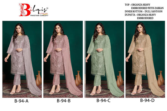 Bilqis B 94 A to D Pakistani Salwar Kameez Collection catalog from stuff export