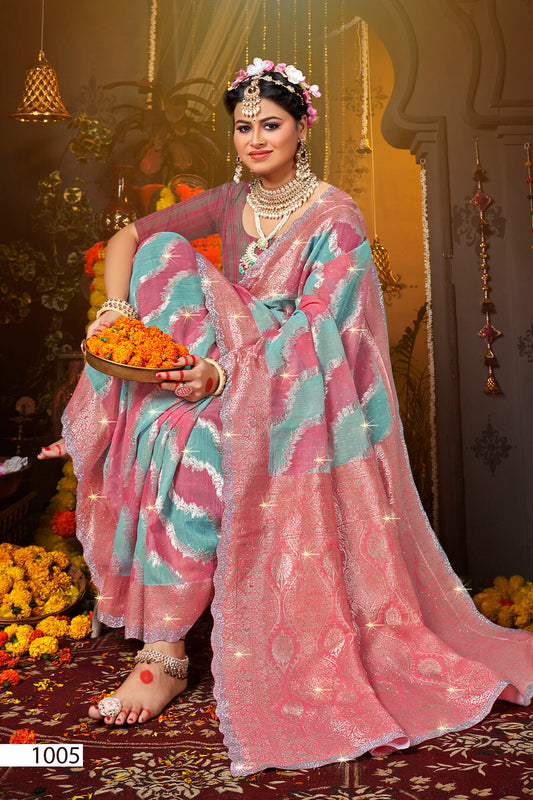 Saroj Fortune Linen Saroski Vol 1 Fancy Saree Collection catalog from stuff export