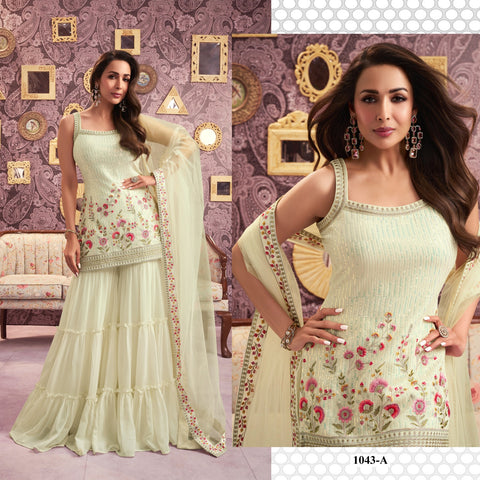 Malika Hit Fency 1043 Designer Georgette Salwar Suit Collection catalog from stuff export