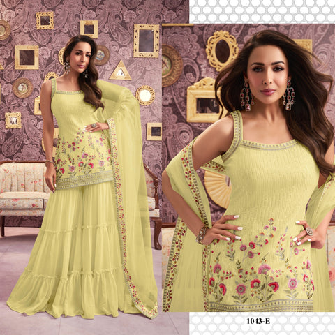 Malika Hit Fency 1043 Designer Georgette Salwar Suit Collection catalog from stuff export