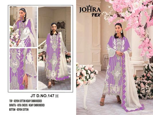 Johra Tex 147 H Embroidered Pakistani Salwar Kameez single suit catalog from stuff export