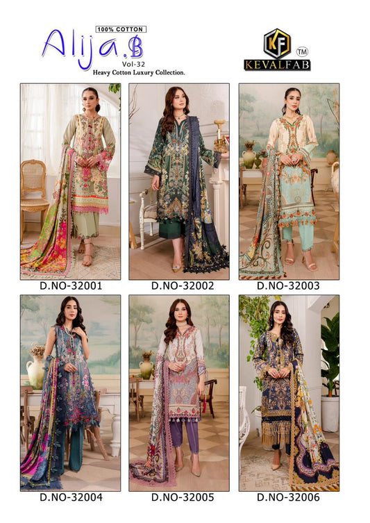 Keval Alija B Vol 32 Heavy Cotton Luxury Dress Material Collection catalog from stuff export