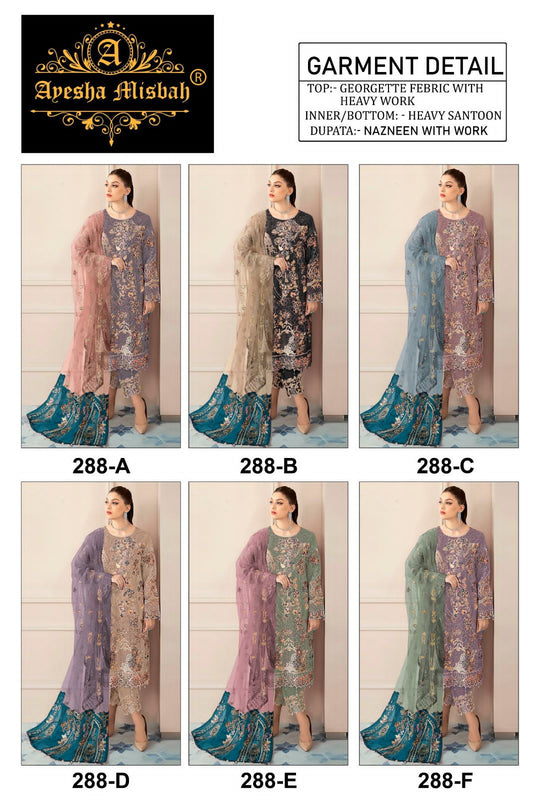 Ayesha Misbah 288 Georgette Pakistani Salwar Kameez catalog from stuff export