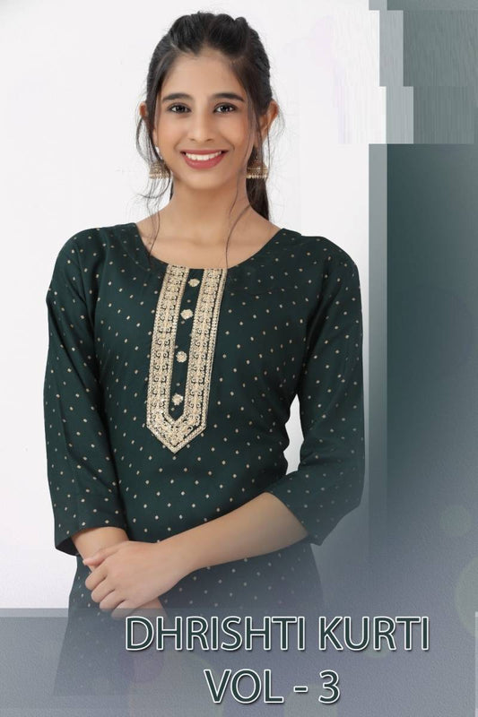 Dhrishti Kurti Vol 3 Rayon Printed Kids Collection from stuff export