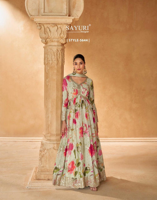 Sayuri Saanj Designer Gown With Dupatta Collection from stuff export