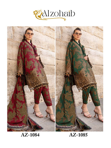 Alzohaib Az 1084 And 1085 Cotton Dupatta Pakistani Suits from stuff export