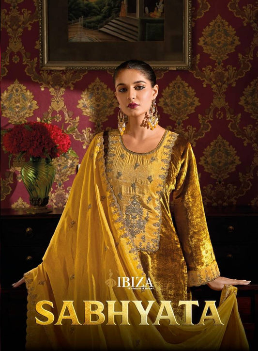 Ibiza Sabhyata Velvet Embroidered Salwar Kameez Collection from stuff export