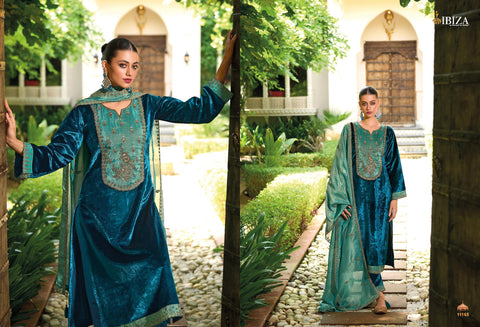 Ibiza Sabhyata Velvet Embroidered Salwar Kameez Collection from stuff export