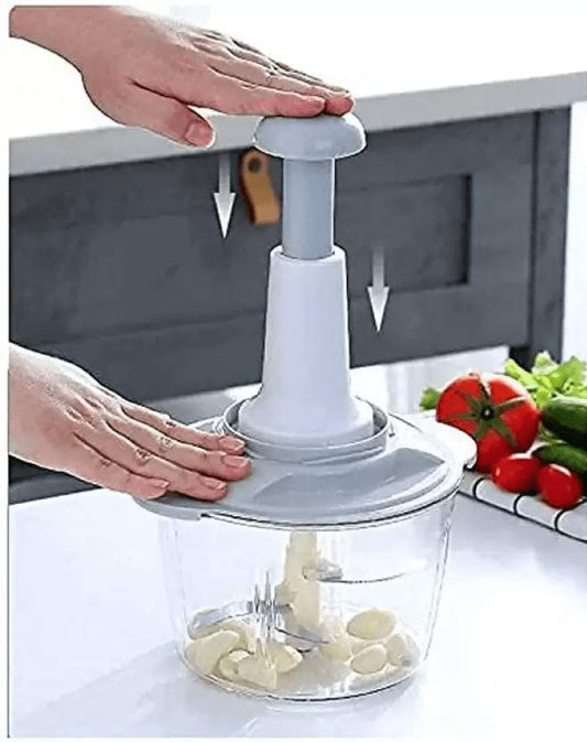 Food Chopper, Steel Large Manual Hand-Press Vegetable Chopper Mixer Cutter to Cut Onion, Salad, Tomato, Potato