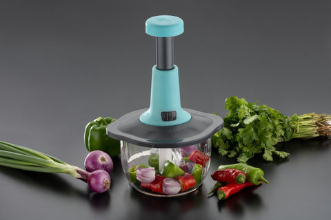 Food Chopper, Steel Large Manual Hand-Press Vegetable Chopper Mixer Cutter to Cut Onion, Salad, Tomato, Potato