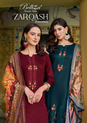 Belliza Zarqash Cotton Embroidery Dress Material Catalog Collection