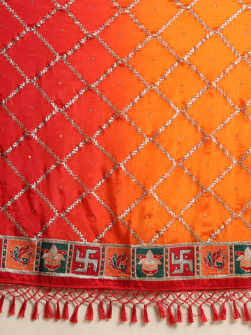 HEAVY PANETAR CRACKLE SILK ORANGE COLOR SAREE 124