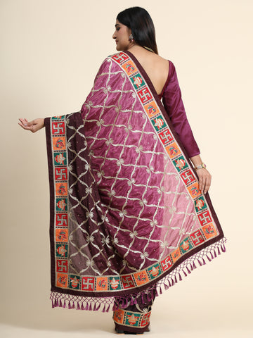 HEAVY PANETAR CHINON SOFT SILK WINE COLOR SAREE 125