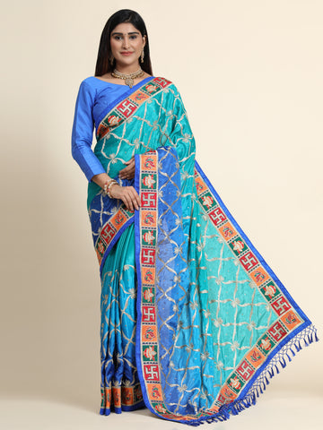 HEAVY PANETAR SOFT SILK BLUE COLOR SAREE 128