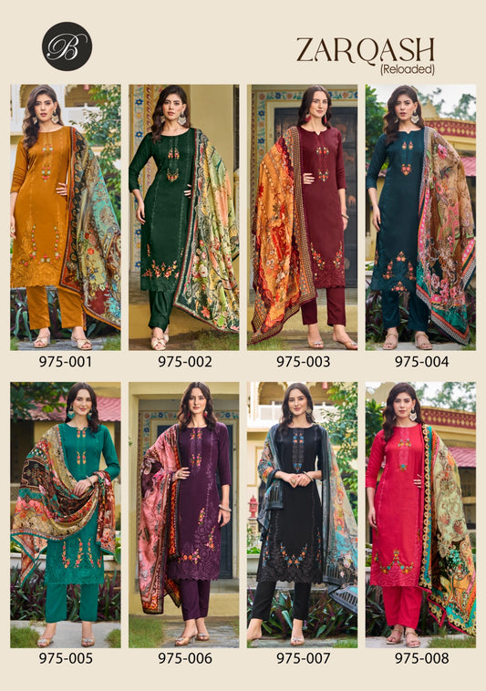 Belliza Zarqash Cotton Embroidery Dress Material Catalog Collection